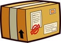 Cartoon Postal Brown Paper Cardboard Box Sealed With Tape Royalty Free Stock Photo