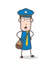 Cartoon Postboy in Anger Mood Vector