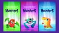 Cartoon posters with cute monsters, invitation Royalty Free Stock Photo