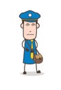 Cartoon Postman Confounded Face Expression Vector Royalty Free Stock Photo