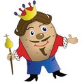 Cartoon potato king in the crown