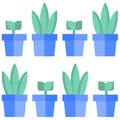 Cartoon Potted Flower Sprout Flat Seamless Pattern