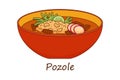 Cartoon Pozole Mexican soup vector illustration. Traditional Mexican Cuisine Royalty Free Stock Photo