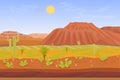 Cartoon prairie desert Grand canyon landscape Royalty Free Stock Photo