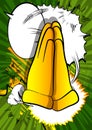 Cartoon praying hands on comic book background.