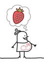 Cartoon pregnant woman thinking about strawberry