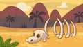 Cartoon Prehistoric Background With Dinosaur Skeleton Royalty Free Stock Photo