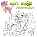 Cartoon prehistoric dinosaur ceratosaurus, funny illustration