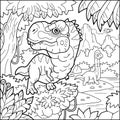 Cartoon prehistoric dinosaur tyrannosaurus, coloring book for children, outline illustration Royalty Free Stock Photo