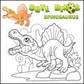 Prehistoric predatory dinosaur Spinosaurus, funny illustration