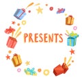 Cartoon present boxes frame