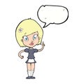 cartoon pretty maid with speech bubble Royalty Free Stock Photo