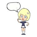 cartoon pretty maid with speech bubble Royalty Free Stock Photo