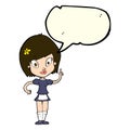 cartoon pretty maid with speech bubble Royalty Free Stock Photo