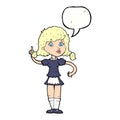 cartoon pretty maid woman with speech bubble Royalty Free Stock Photo