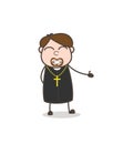 Cartoon Priest Grimacing Face Vector