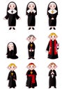 Cartoon Priest and nun icon set Royalty Free Stock Photo