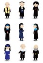 Cartoon Priest and nun icon set
