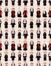 Cartoon priest and nun seamless pattern