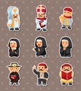 Cartoon priest stickers Royalty Free Stock Photo