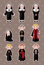 Cartoon priest stickers Royalty Free Stock Photo