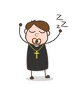 Cartoon Priest Yawning Expression Vector Royalty Free Stock Photo