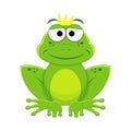 Cartoon prince frog vector illustration isolated on white background.