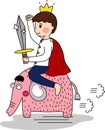 The prince rides on elephant back in the war Royalty Free Stock Photo