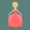 Cartoon princess in a pink dress ballroom Vector illustration Royalty Free Stock Photo