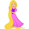 Cartoon princess rapunzel with long hair Royalty Free Stock Photo