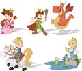 Cartoon princesses and princes Royalty Free Stock Photo