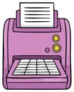 Cartoon printer machine with paper print out and tray. Vector illustration Royalty Free Stock Photo
