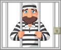 Cartoon Prisoner behind bar Royalty Free Stock Photo