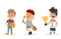 Cartoon profession kids children vector set illustration person childhood painter sportsman builder artist uniform