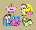 Cartoon Professional Businessman Money and saving concepts