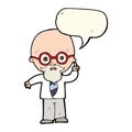 cartoon professor with speech bubble Royalty Free Stock Photo