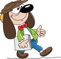 Cartoon professor wearing a puppy costume to surprise his students walking towards classroom vector illustration Royalty Free Stock Photo