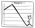 Cartoon of Profit Graph with Small Man Looking up to Better Time