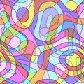 Cartoon psychedelic wavy lines background, doodle surreal design