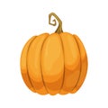 Cartoon pumpkin icon. Orange and yellow autumn pumpkin. Large gourd vegetable. Farm harvest vegetable fresh and tasty