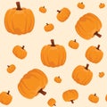 Cartoon pumpkin seamless pattern for your texture design. Halloween background. Vector illustration. Royalty Free Stock Photo