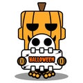 Cartoon pumpkin skull mascot halloween board Royalty Free Stock Photo