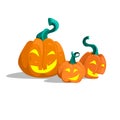 Cartoon pumpkins having a good time. vector file with pumpkins. Three pumpkins