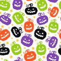 Cartoon pumpkins seamless  pattern, vector illustration Royalty Free Stock Photo