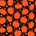 Cartoon pumpkins seamless  pattern, vector illustration Royalty Free Stock Photo
