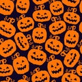 Cartoon pumpkins seamless pattern, vector illustration