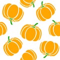 Cartoon pumpkins on a white background. Simple vector background Cute autumn pattern Seamless textile. design for greeting card an Royalty Free Stock Photo