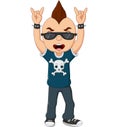 Cartoon punk boy with mohawk and sunglasses Royalty Free Stock Photo