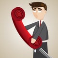 Cartoon puppet businessman with telephone Royalty Free Stock Photo