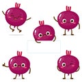 Cartoon purple beetroot character with banner